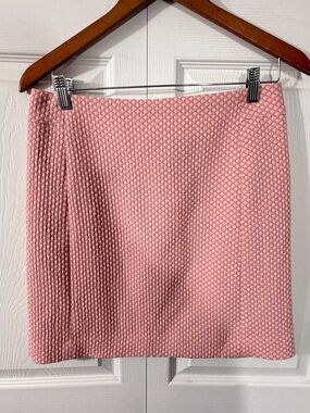 Ann Taylor LOFT Candy Dot Jacquard Polka Dot Mini Skirt Pink Cream Womens Size 6
